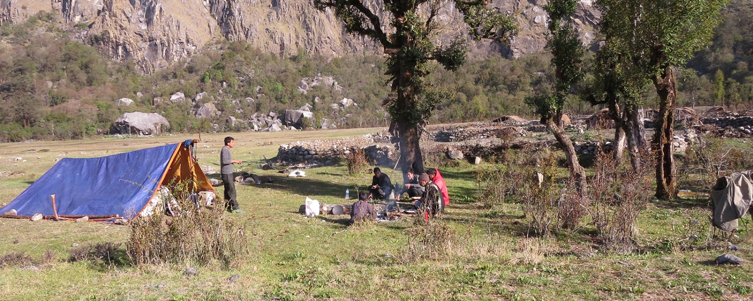 Team resting at Ramaroshan Camp